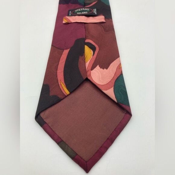 Stefano Milano Silk Abstract Modern Print Tie Italy - Picture 6 of 7